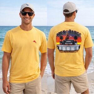 TOMMY BAHAMA “OPEN RANGE” ANGEL FISH YELLOW GRAPHIC T-SHIRT SIZE LARGE NWT